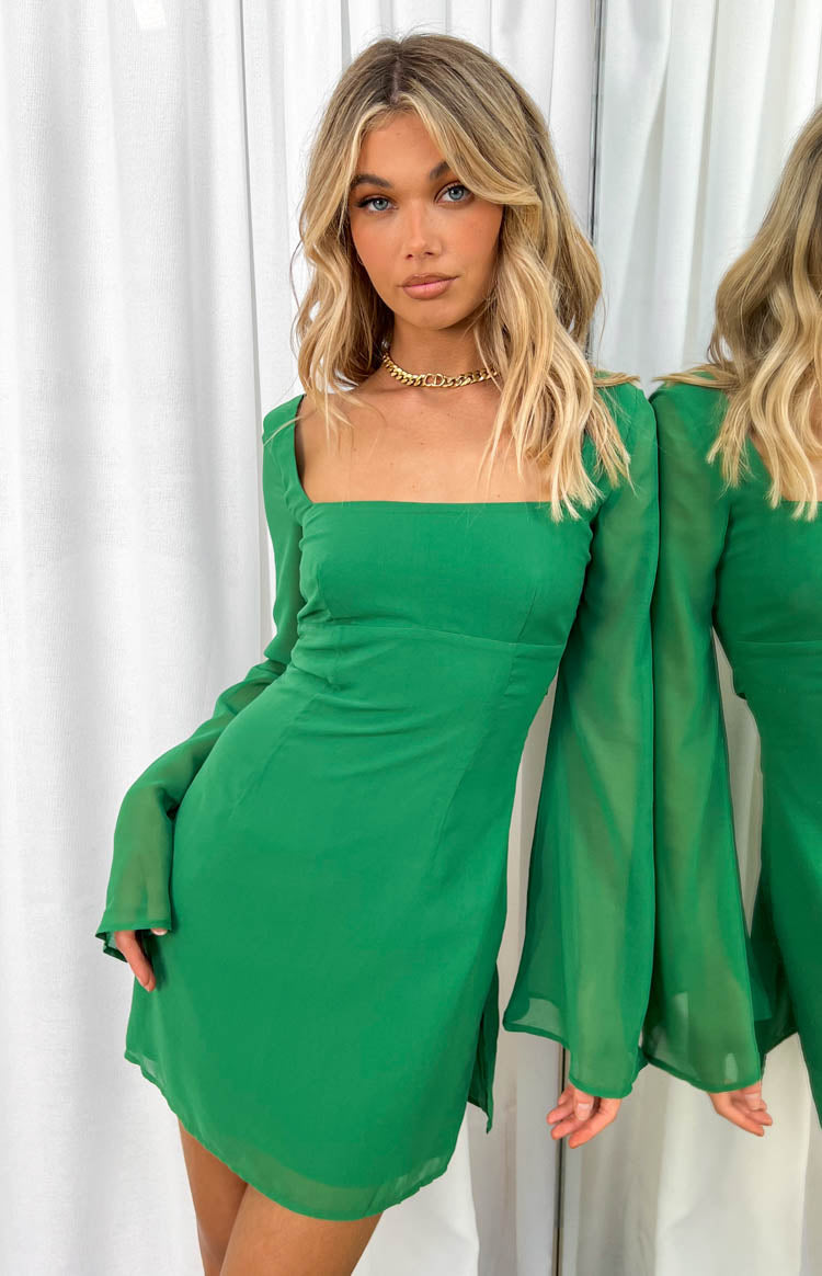 green long sleeved dress